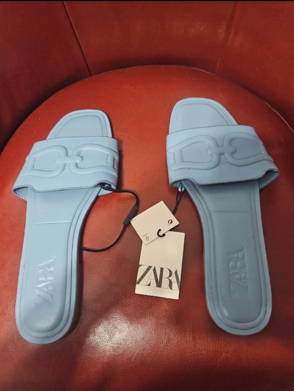 ZARA Powder Blue Slide Sandals